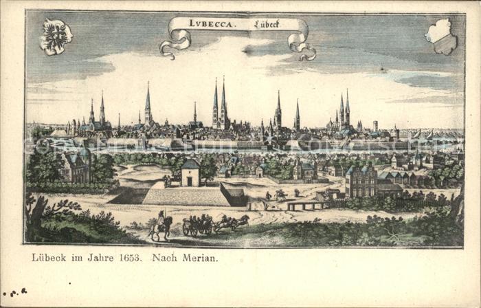 LueBECK  CITY Jahr 1653 nach Merian