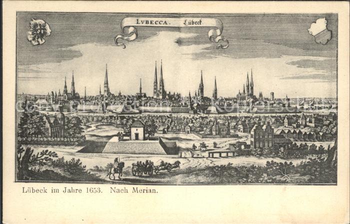 LueBECK  CITY Jahr 1653 nach Merian
