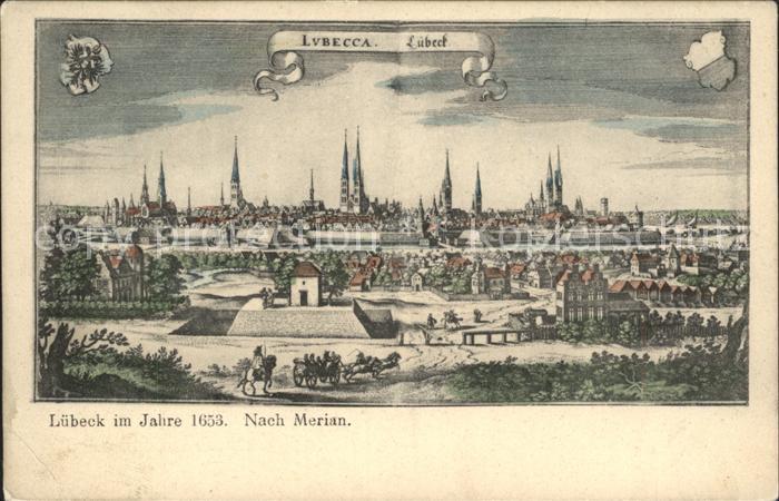 LueBECK  CITY Jahr 1653 nach Merian