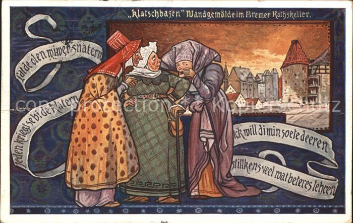 BREMEN  CITY Ratskeller Klatschbasen Wandgemaelde