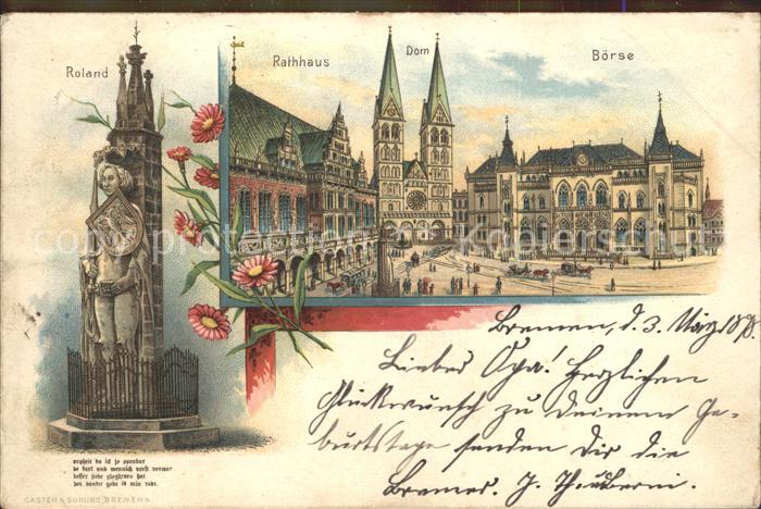 BREMEN  CITY Boerse Roland Rathaus Dom