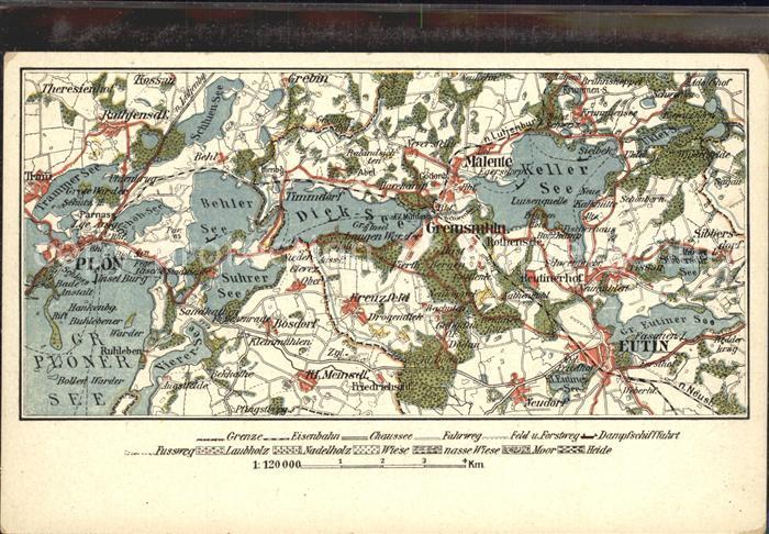 Eutin Schleswig-Holstein Panoramakarte Keller See Dieksee Ploenersee