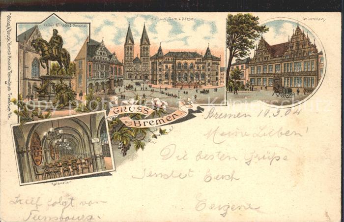 BREMEN  CITY Ratskeller Kaiser Wilhelm Denkmal