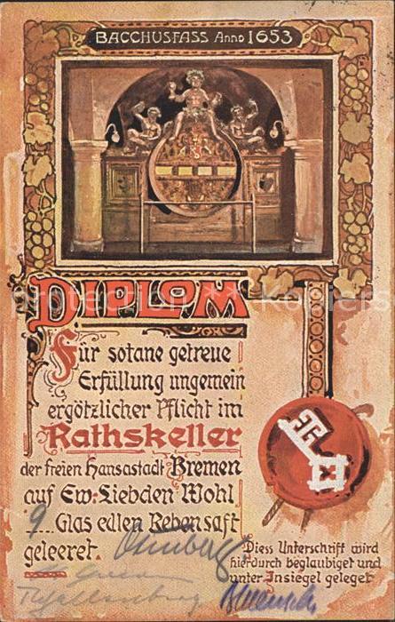 BREMEN  CITY Bachusfass Diplom Ratskeller