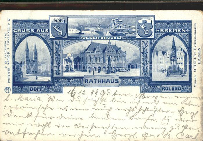 BREMEN  CITY Weserbruecke Roland Rathaus