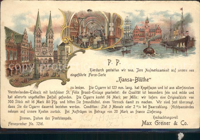 BREMEN  CITY Hanse Bluethe Tabak Hafen Ratskeller