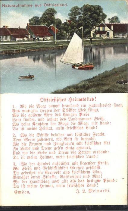 Aurich Ostfriesland Ostfriesisches Heimatslied Naturaufnahme Kanal Boot