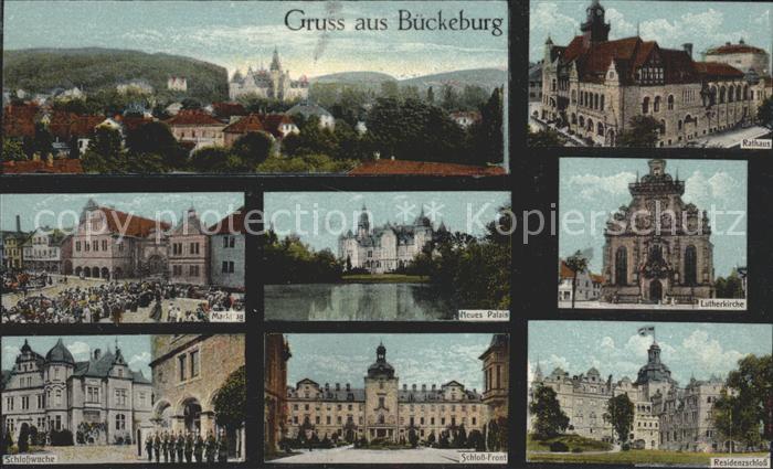 Bueckeburg Stadtblick Rathaus Markttag Neues Palais Lutherkirche Schlosswache Sc