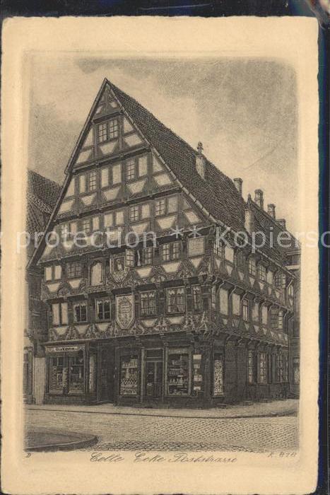 Celle Niedersachsen Haus Ecke Poststrasse Kupferradierung