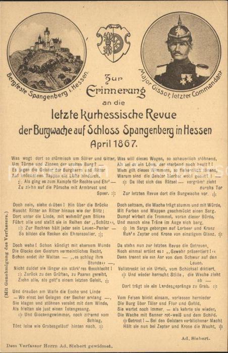 Spangenberg Hessen Bergfeste Spangenberg Major Gissot letzter Commandant