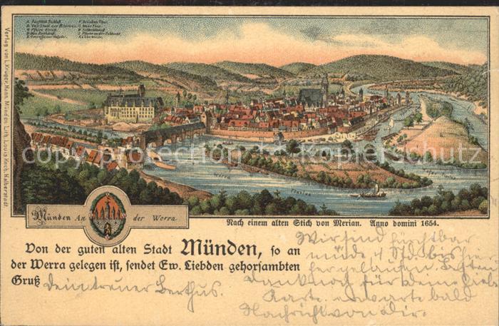 Hann. Muenden Stadt Muenden anno 1654 nach Stich von Merian