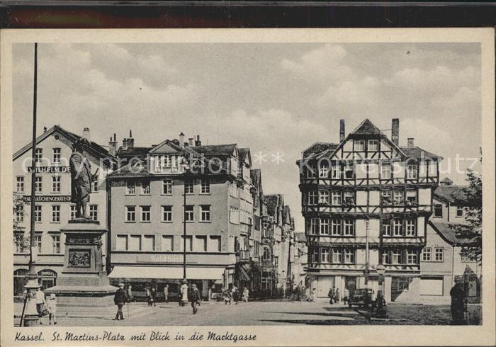 KAssEL  CITY St Martins Platz mit Marktgasse und Denkmal