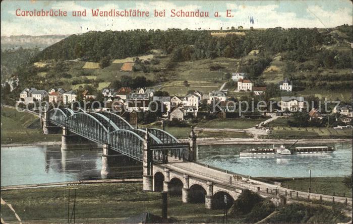 Bad Schandau Carolabruecke und Wendischfaehre
