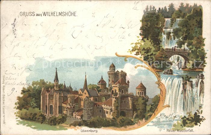 Wilhelmshoehe Kassel Loewenburg Neuer Wasserfall