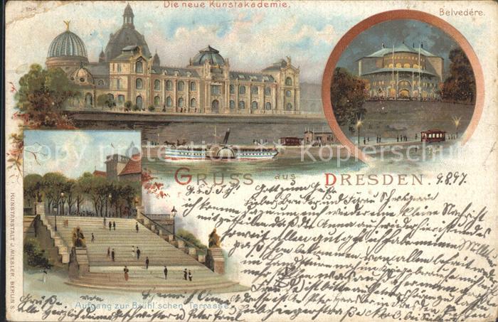 DRESDEN Elbe Kunstakademie Schloss Aufgang Bruehlschen Terrasse