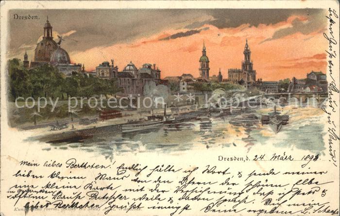 DRESDEN Elbe Teilansicht Bruecke Dampfer