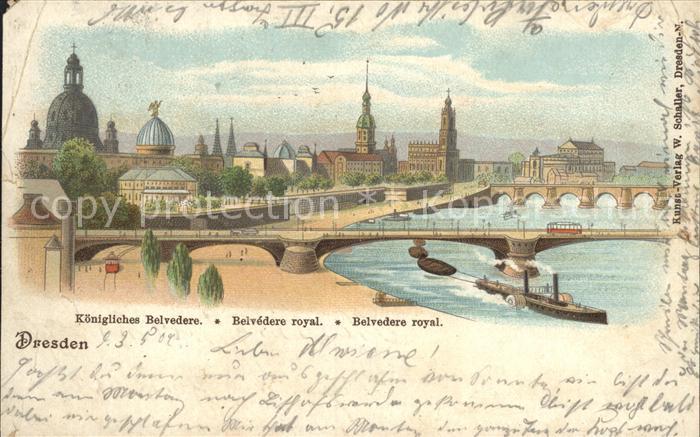 DRESDEN Elbe Koenigliche Belvedere Dampfer