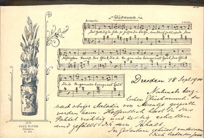 DRESDEN Elbe Liederkarte Glueckwunsch Paul Bayer