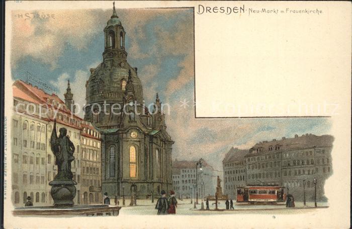 DRESDEN Elbe Neu Markt Frauenkirche Kuenstlerkarte