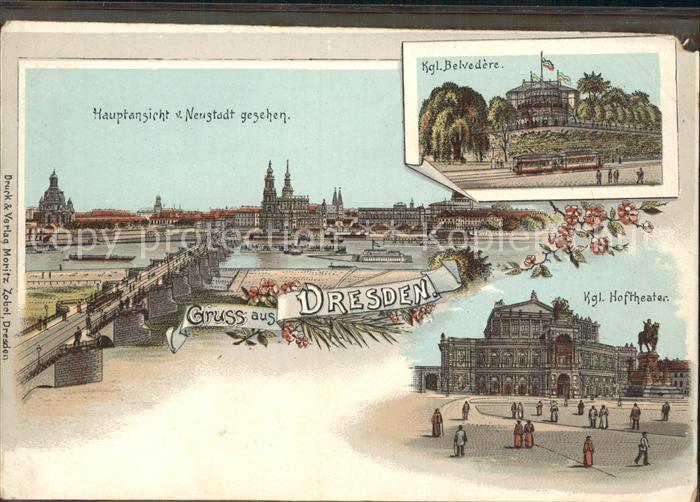 DRESDEN Elbe Koenigliche Hoftheater Schloss