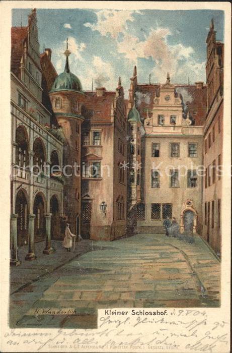 DRESDEN Elbe Kleiner Schlosshof Kuenstlerkarte