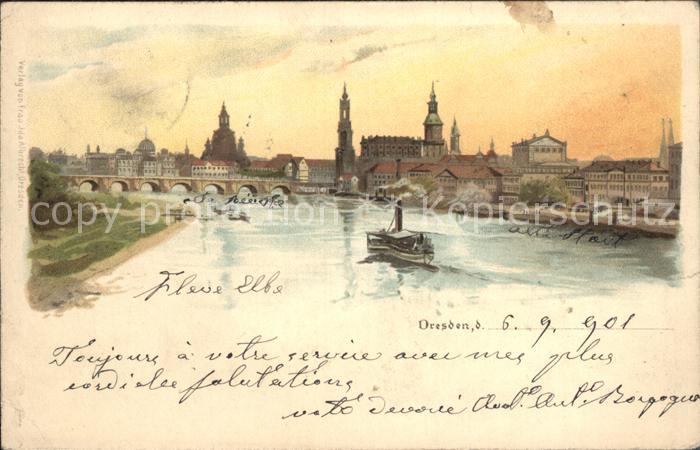 DRESDEN Elbe Bruecke Dampfer