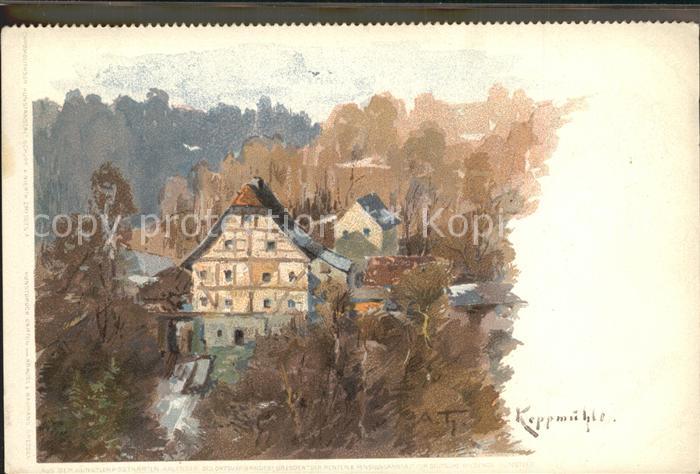 DRESDEN Elbe Keppmuehle Kuenstlerkarte