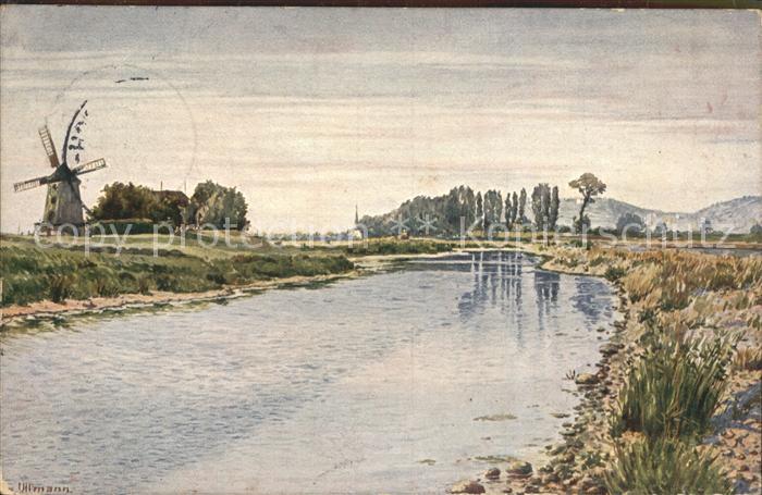 DRESDEN Elbe Gohliser Muehle Kuenstlerkarte