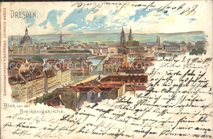 DRESDEN Elbe Blick von Dreikoenigskirche