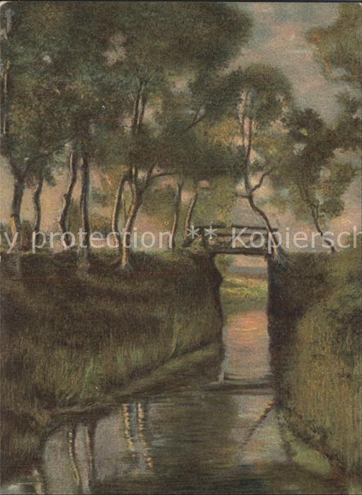 Worpswede Bruecke im Teufelsmoor Kuenstlerkarte