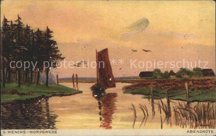 Worpswede Abendroete Kuenstlerkarte