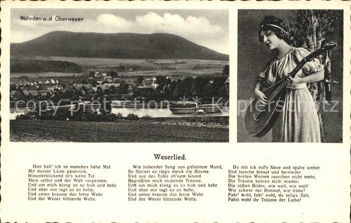 Liederkarte Weserlied Wehrden Frau Mandoline