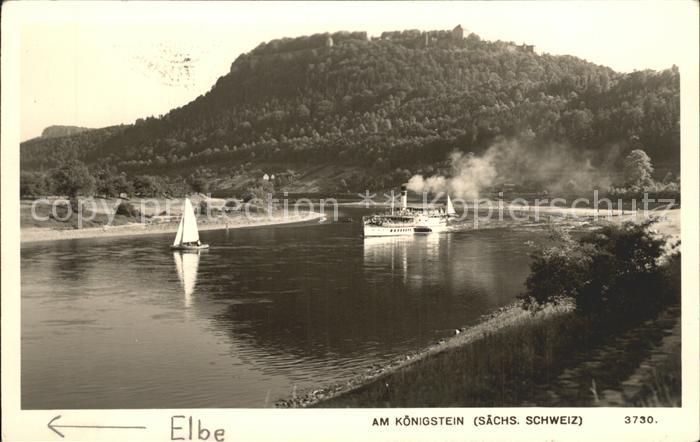 Dampfer Seitenrad Königstein Segelboot