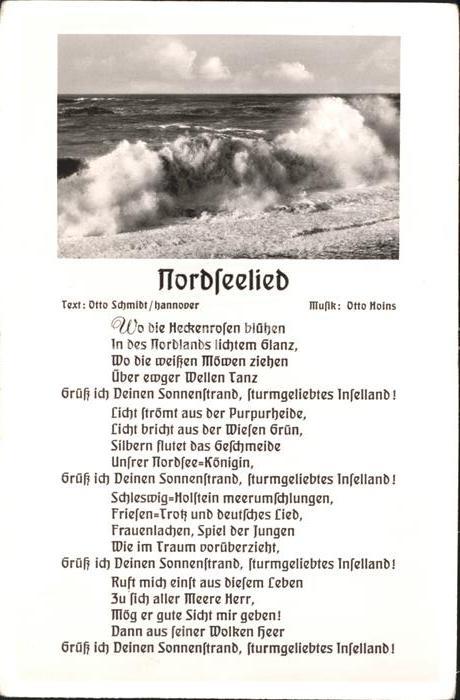 Liederkarte Nordseelied Otto Schmidt Otto Hoins
