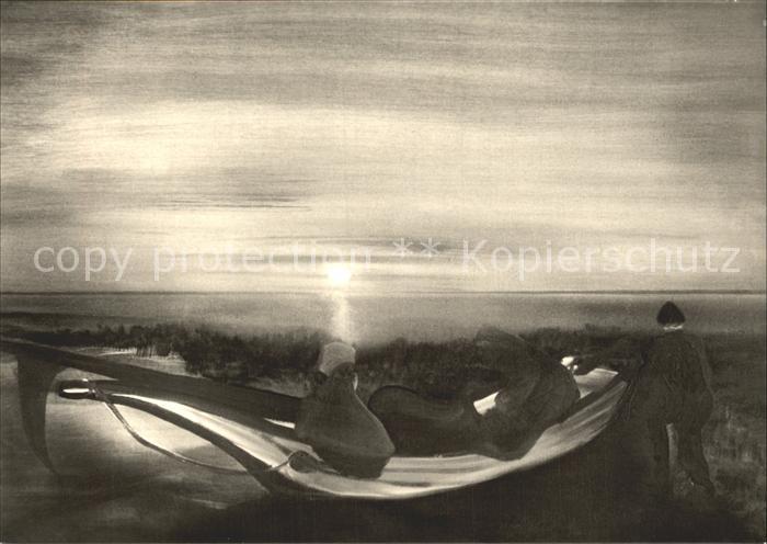 Kuenstlerkarte Christian Hinrich Heimkehrende Fischer