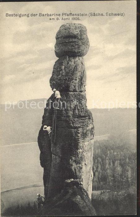 Klettern Bergsteigen Barbarine Pfaffenstein Saechsische Schweiz 1906