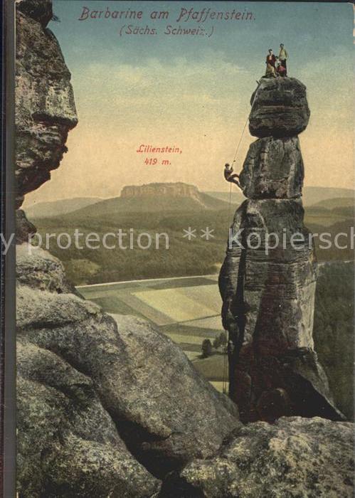 Klettern Bergsteigen Barbarine Pfaffenstein Saechsische Schweiz Lilienstein