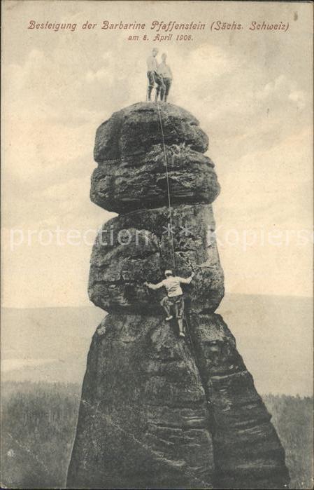 Klettern Bergsteigen Barbarine Pfaffenstein Saechsische Schweiz 1906
