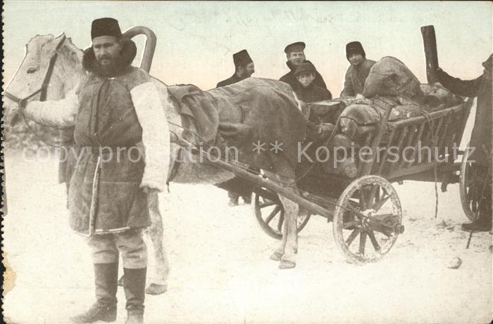 Typen Russisch-Polen Pferdewagen Winter