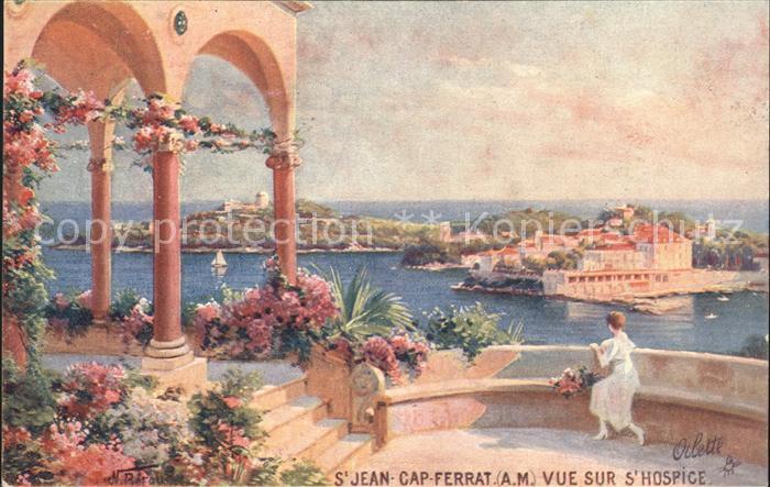 Verlag Tucks Oilette Nr. 66 Saint-Jean-Cap-Ferrat Vue sur s Hospice