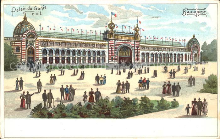 Exposition Universelle Paris 1900 Palais du Genie civil Baukunst Litho