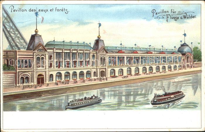 Exposition Universelle Paris 1900 Pavillon des eaux et forets Litho