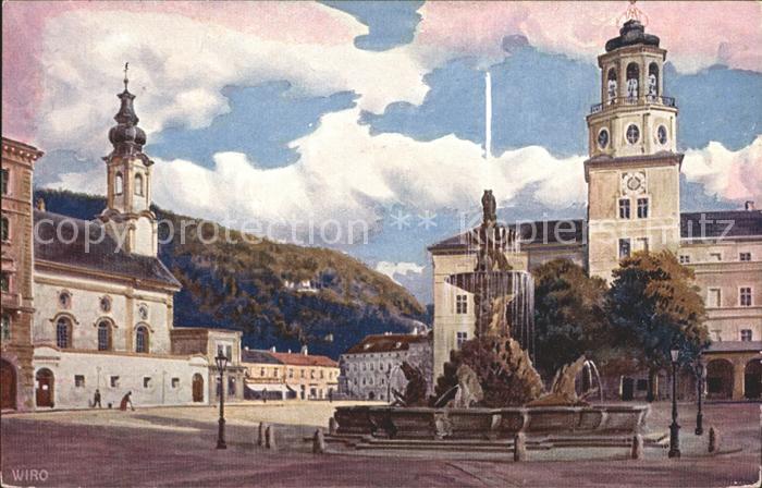 Verlag WIRO Wiedemann Nr. Salzburg Residenzplatz Hofbrunnen Glockenspiel