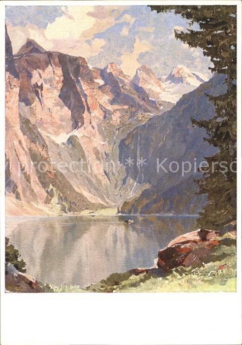 Kuenstlerkarte Jos. Suessmayr Berge See