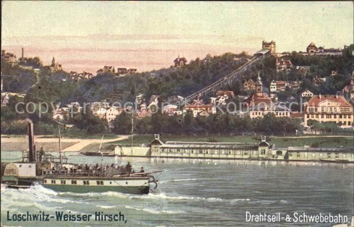 Verlag Wiedemann WIRO Nr. 1830 A Loschwitz-Weisser Hirsch Dampfer Zahnradbahn