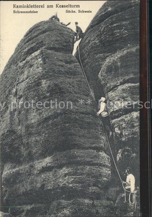 Klettern Bergsteigen Kaminkletterei Kesselturm Schrammsteine