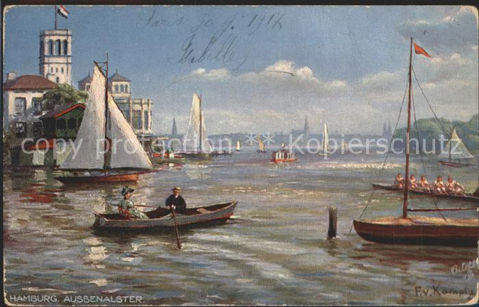 Verlag Tucks Oilette Nr. 7699 Hamburg Aussenalster F. v. Kamptz