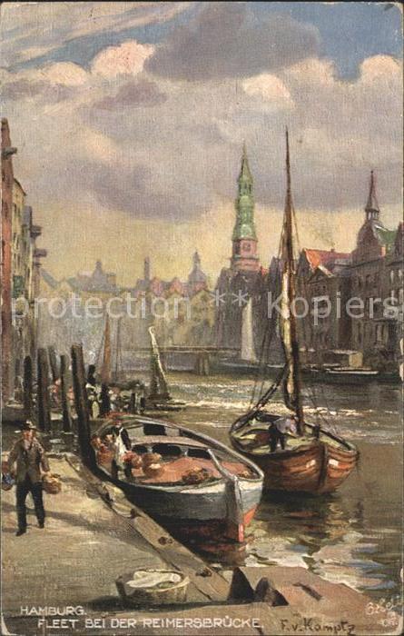 Verlag Tucks Oilette Nr. 609 B Hamburg Fleet Reimersbruecke F. v. Kamptz
