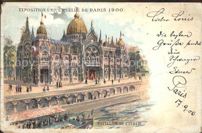 Exposition Universelle Paris 1900 Pavillon de l'Italie Litho