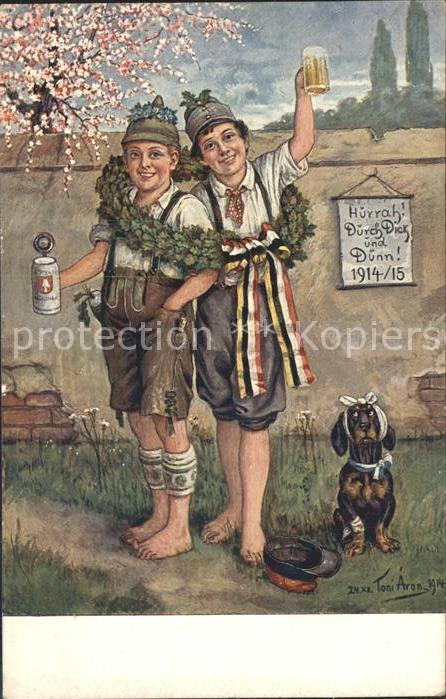 Dackel Dachshund Teckel Hunde dogs Chiens Cani Kinder Prosit Bier Pickelhaube WK